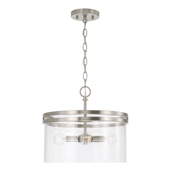 Fuller Brushed Nickel Four-Light Semi Flush Mount with Clear Glass, image 5