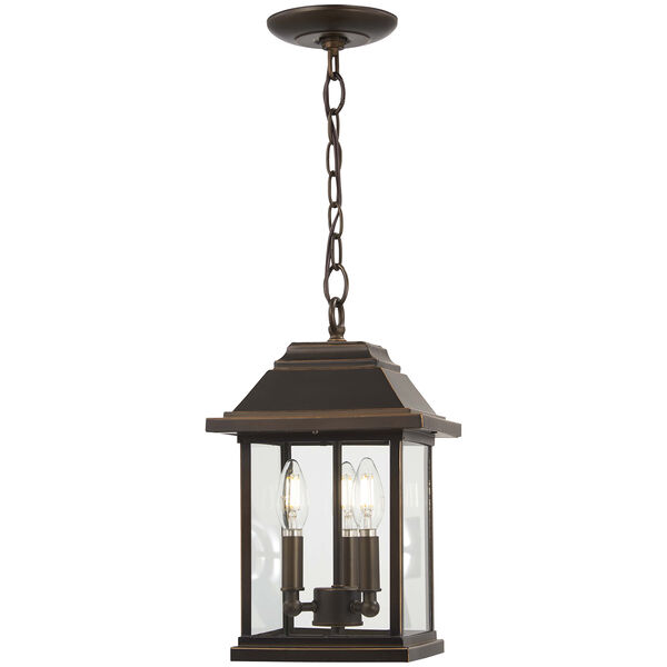 Mariners Pointe Oil Rubbed Bronze with Gold Highlights Three-Light Outdoor Pendant, image 1