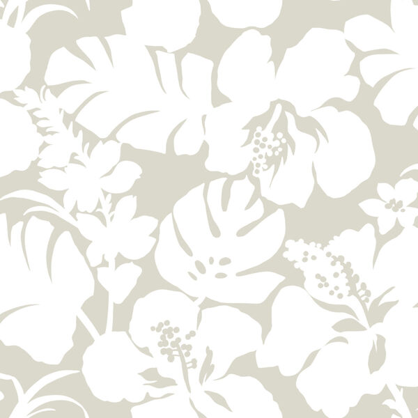 Waters Edge Cream Hibiscus Arboretum Pre Pasted Wallpaper - SAMPLE SWATCH ONLY, image 2