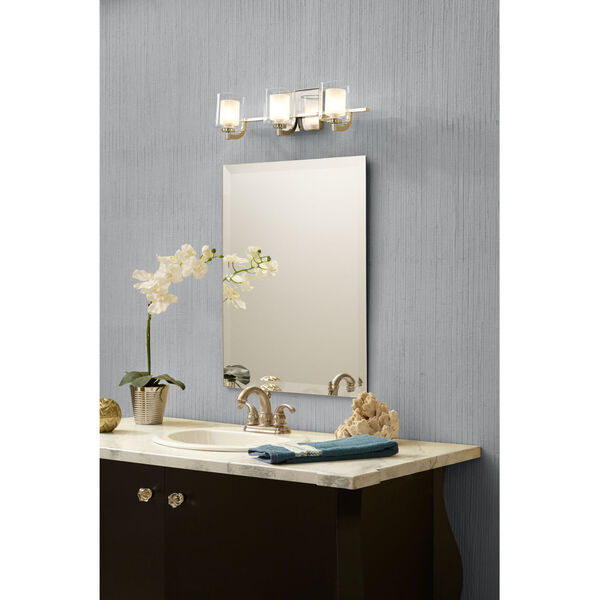 Kolt Polished Chrome Three-Light LED Vanity with Outer Clear Glass, image 3