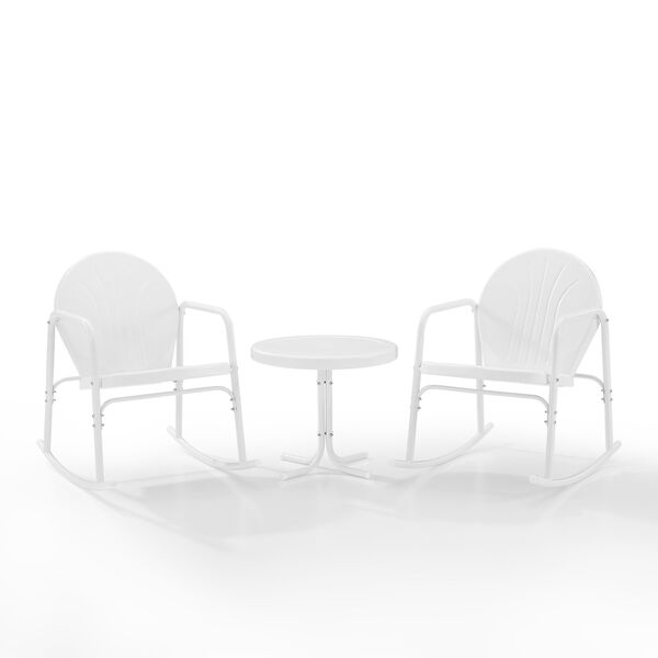 Griffith White Gloss and White Satin Outdoor Rocking Chair Set, Three-Piece, image 6