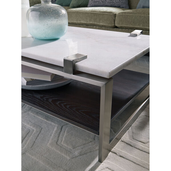 Paradox White And Brushed Platinum Cocktail Table, image 2