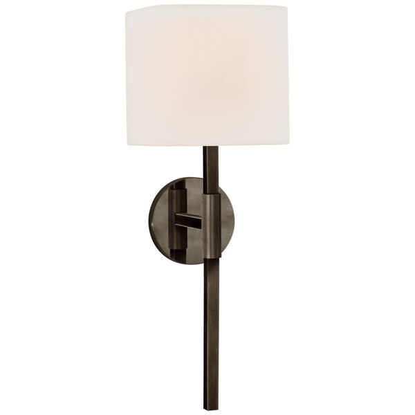 Auray Medium Tail Sconce in Bronze with Linen Shade by Ian K. Fowler, image 1
