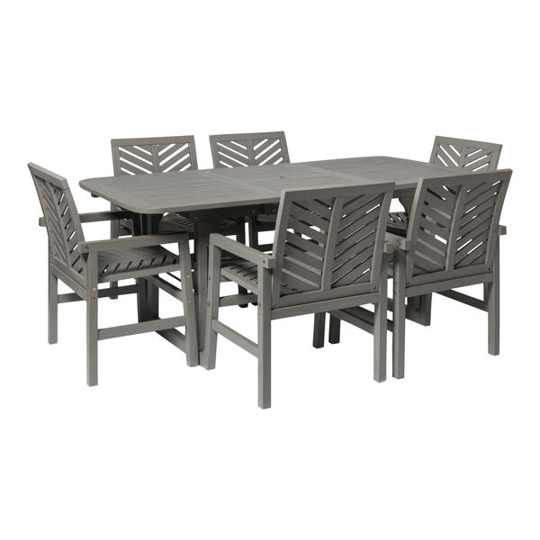 Gray Wash 35-Inch Seven-Piece Extendable Outdoor Dining Set, image 2
