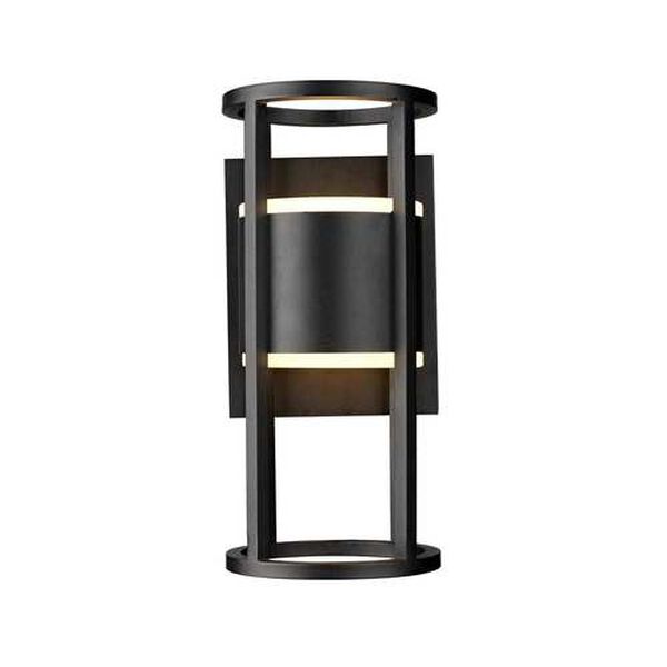 Luca Black Two-Light LED Outdoor Wall Sconce with Etched Glass Shade, image 4