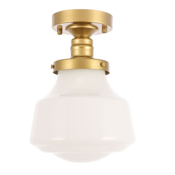 Lyle Brass Eight-Inch One-Light Flush Mount with Frosted White Glass, image 5