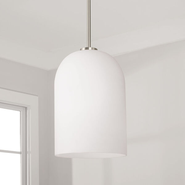 Lawson Brushed Nickel One-Light Pendant with Soft White Glass, image 3