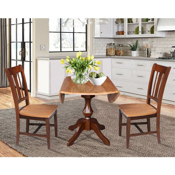 Cinnamon and Espresso Round Top Pedestal Table with Chairs, 3-Piece, image 4