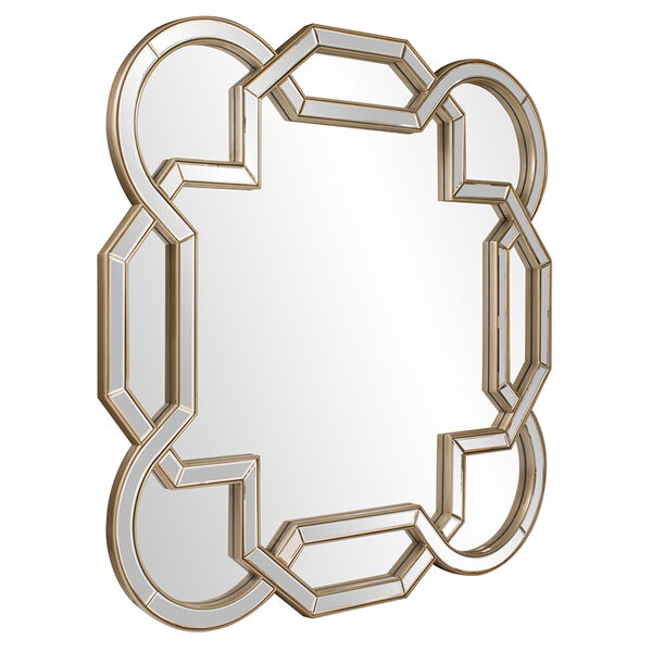 Intertwining Scalloped Octagonal Mirrored Frame Trimmed In Champagne Silver, image 4