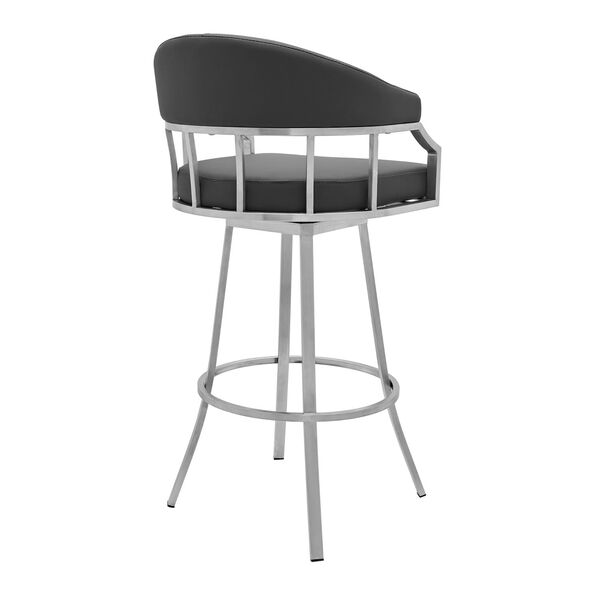 Palmdale Gray Brushed Stainless Steel Counter Stool, image 3