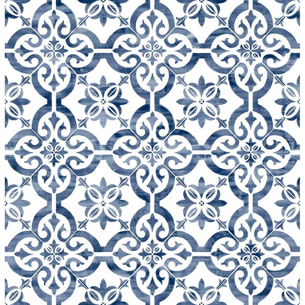 Lillian August Luxe Haven Blue Porto Tile Peel and Stick Wallpaper, image 2