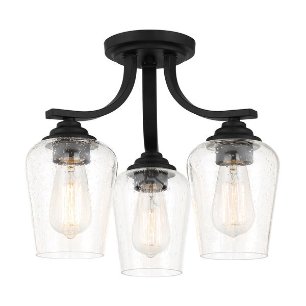 Shyloh Coal Three-Light Semi-Flush Mount with Clear Seeded Glass, image 1