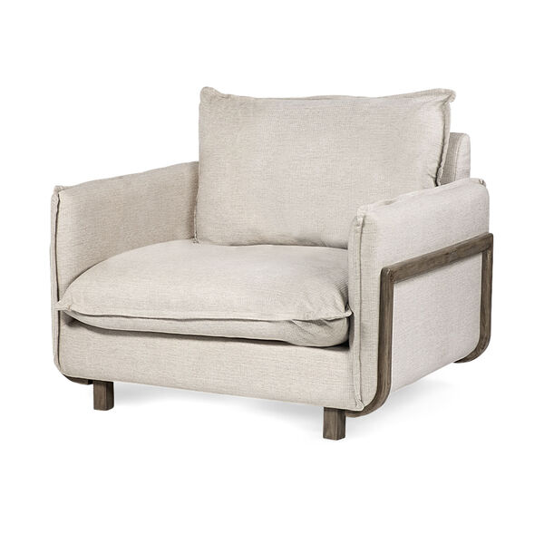 Roy II Cream and Brown Upholstered Arm Chair, image 1