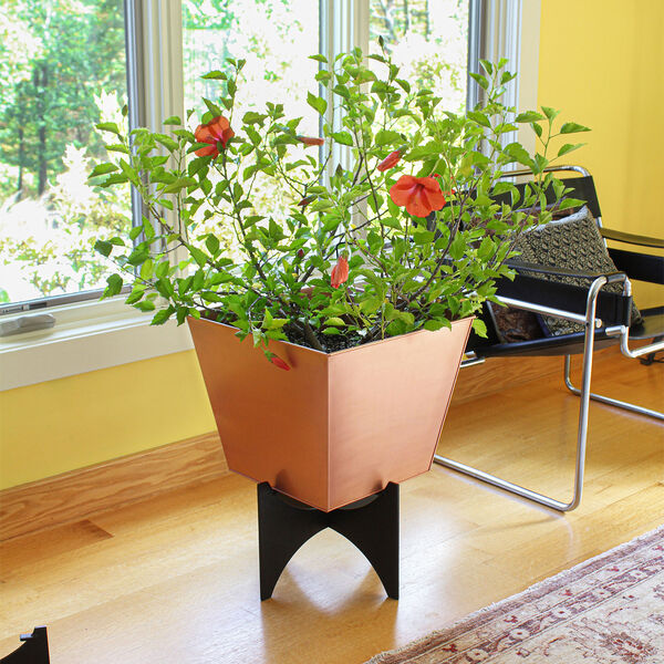 Zaha II Copper Plated Planter with Flower Box, image 9