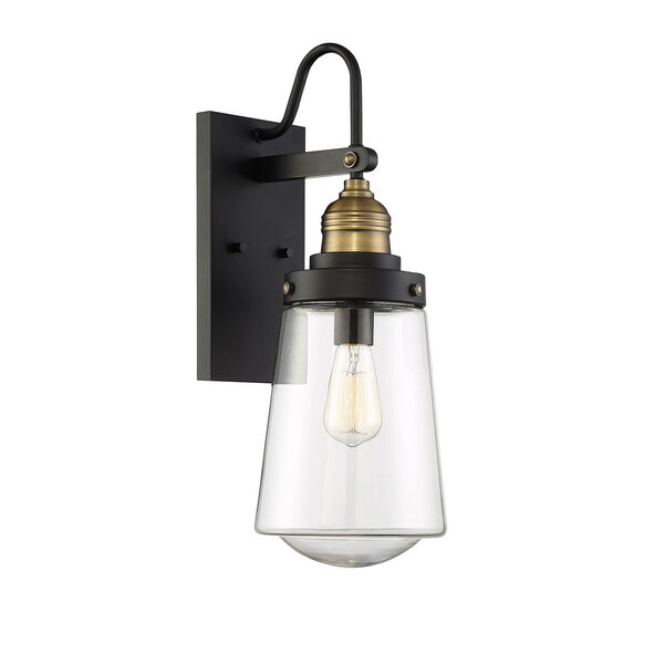 Macauley Vintage Black with Warm Brass 5-Inch One-Light Outdoor Wall Lantern, image 3