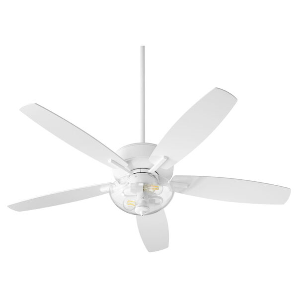 Breeze Studio White Two-Light 52-Inch Ceiling Fan with Clear Seeded Glass Bowl, image 1