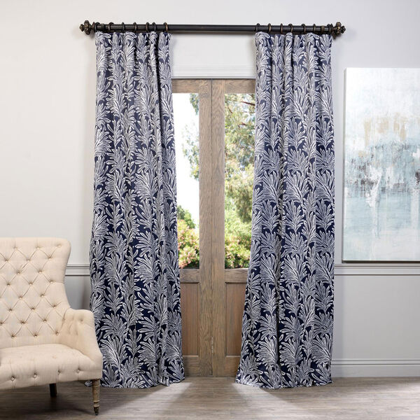 Navy Flora 50 x 84-Inch Blackout Curtain, image 1