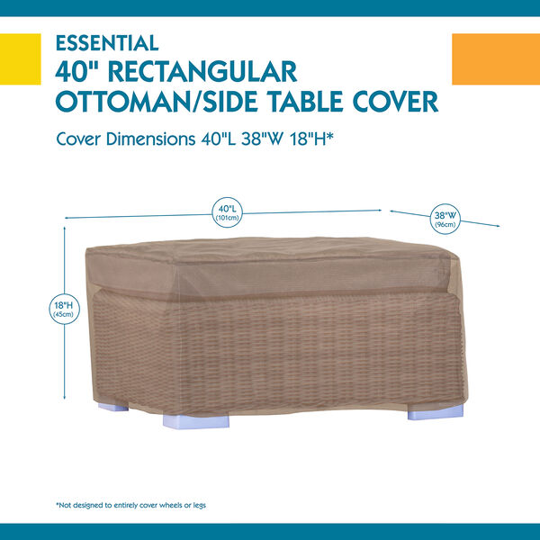 Essential Latte 40 In. Rectangular Patio Ottoman or Side Table Cover, image 3