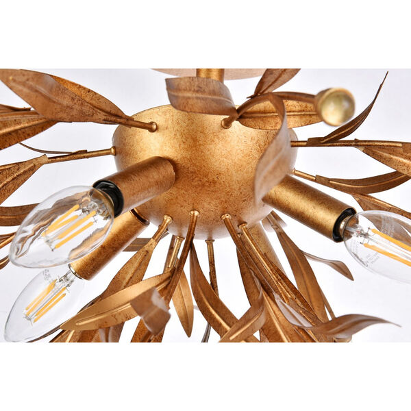 Priscilla Gold Leaf Four-Light 19-Inch Semi Flush Mount, image 4