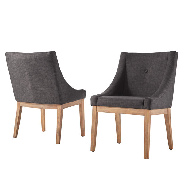 Century Dark Grey Linen Slope Arm Side Chair, Set of 2, image 2