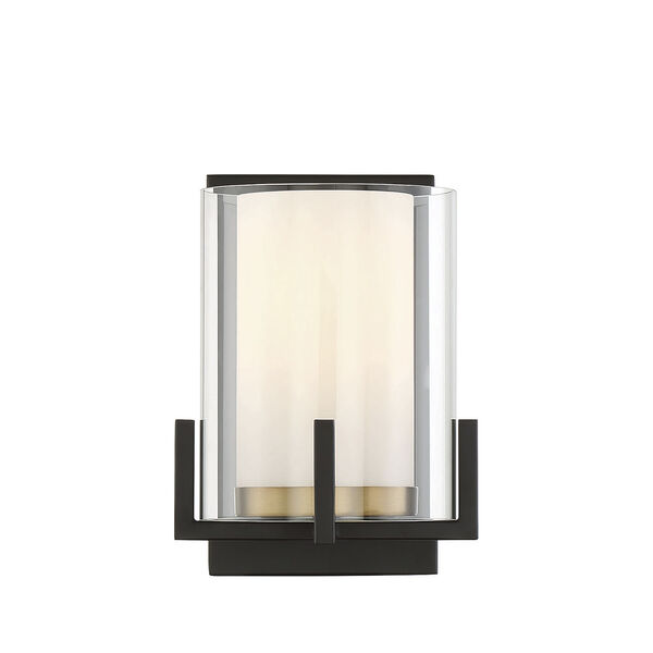 Eaton Matte Black and Warm Brass One-Light Wall Sconce, image 3