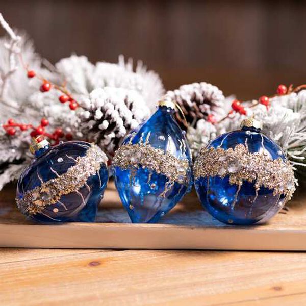 Blue Glass Ball Ornament, Set of Six, image 3