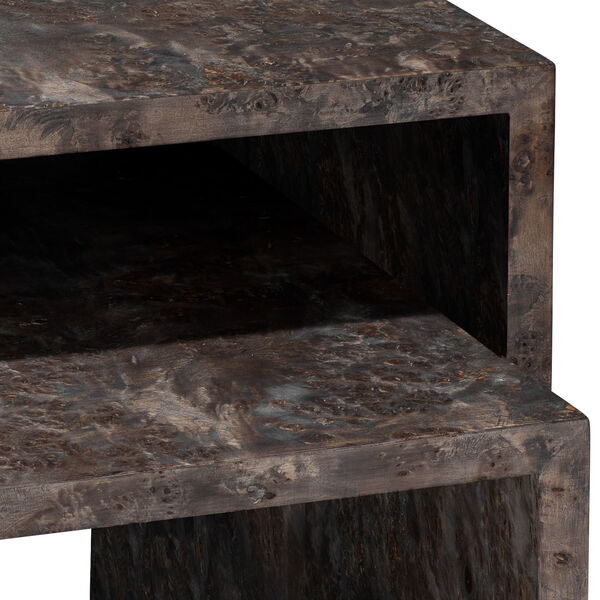 Bedford Charcoal Burl Wood Nesting Tables Set of Two, image 2