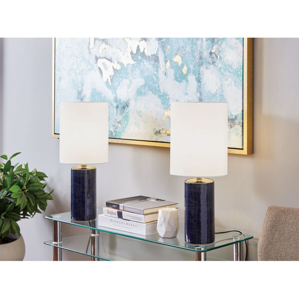 Jackie Navy Blue Two-Light Table Lamp, Set of Two, image 2