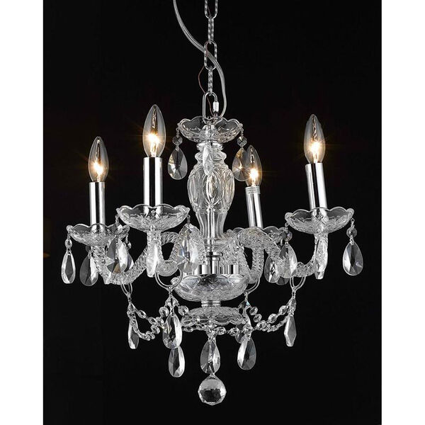 Princeton Chrome Four-Light 17-Inch Chandelier with Royal Cut Clear Crystal, image 1