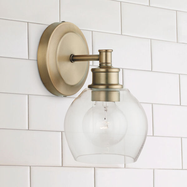 Mid-Century One-Light Sconce with Clear Glass, image 2