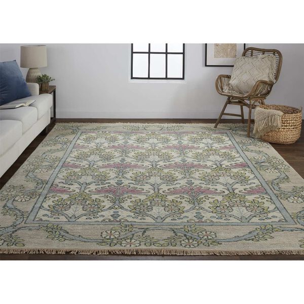Beall Ivory Pink Green Area Rug, image 2