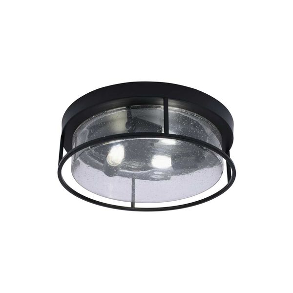 Matte Black Three-Light Flush Mount with Clear Bubble Glass, image 1