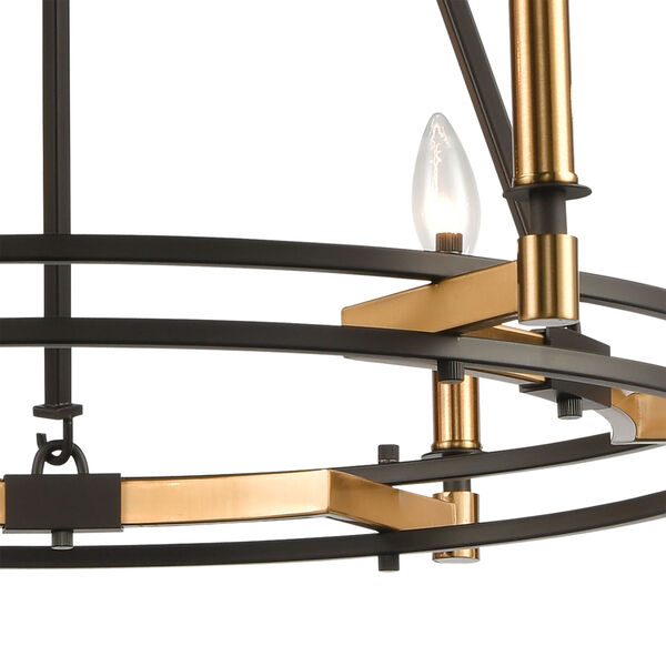 Talia Oil Rubbed Bronze and Satin Brass Six-Light Chandelier, image 4
