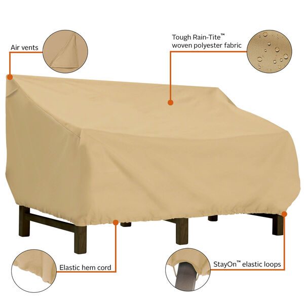 Palm Sand Large Deep Seated Patio Loveseat Cover, image 4