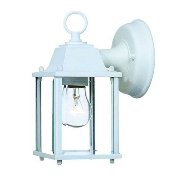 Builders Choice Textured White One-Light Wall Lantern Clear Beveled Glass, image 1