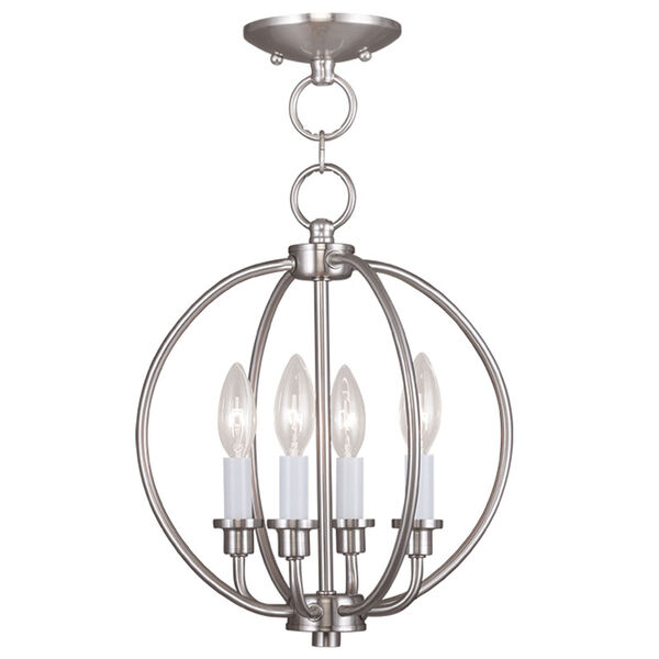 Milania Brushed Nickel Four Light Convertible Chain Hang and Ceiling Mount, image 1