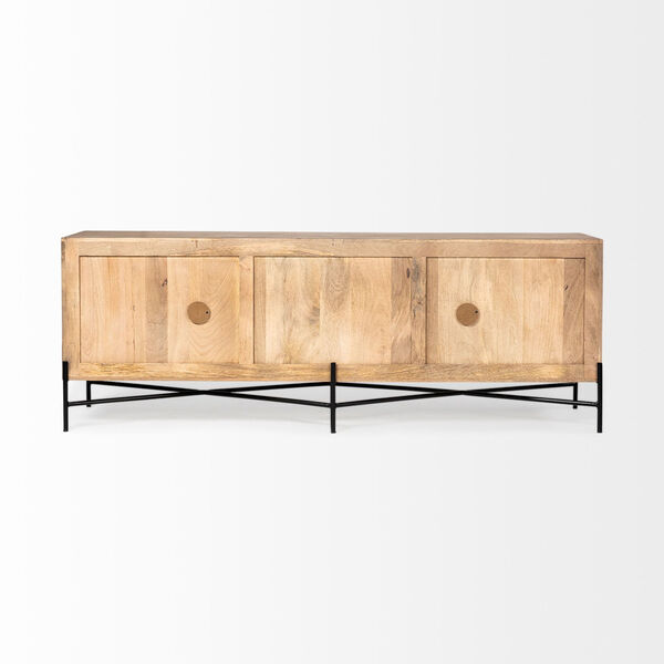 Cairo Brown and Black Solid Wood Four Door Sideboard, image 5