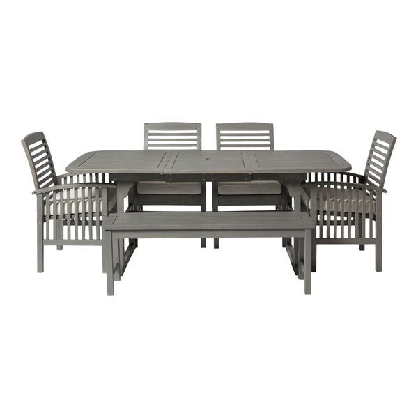 Gray Wash 35-Inch Six-Piece Classic Outdoor Dining Set, image 3