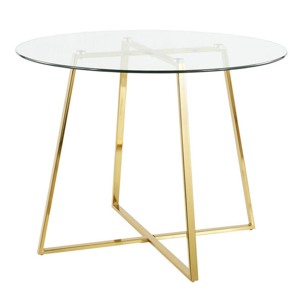 Cosmo Gold and Clear Glass 40-Inch Dining Table, image 3