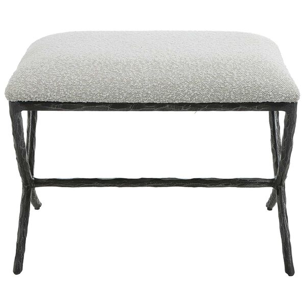 Brisby Distressed Charcoal and Warm Gray Fabric Small Bench, image 1