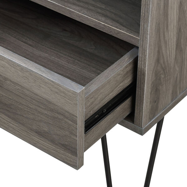 18-Inch Slate Grey Modern Single Drawer Hairpin Leg Side Table, image 4