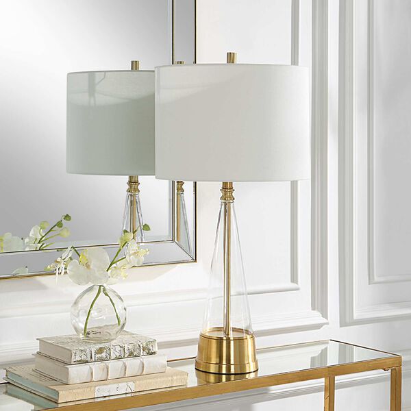 Loring Cone Glass Brass One-Light Table Lamp, image 4
