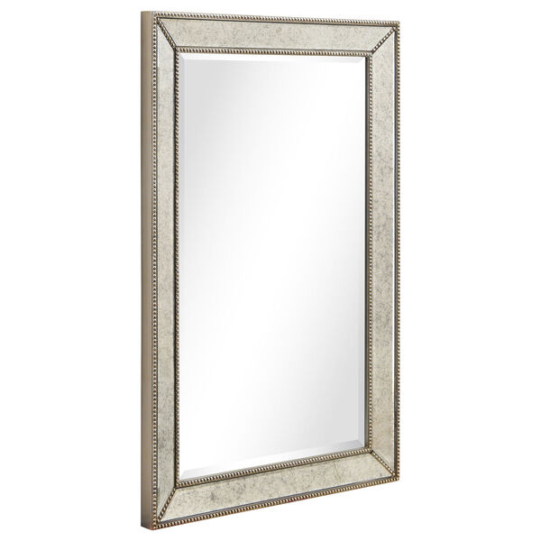 Champagne Bead Silver 36 x 24-Inch Beveled Rectangle Wall Mirror, image 2