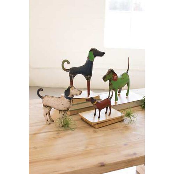 Multi Colored Recycled Metal Dogs, Set of Four, image 1