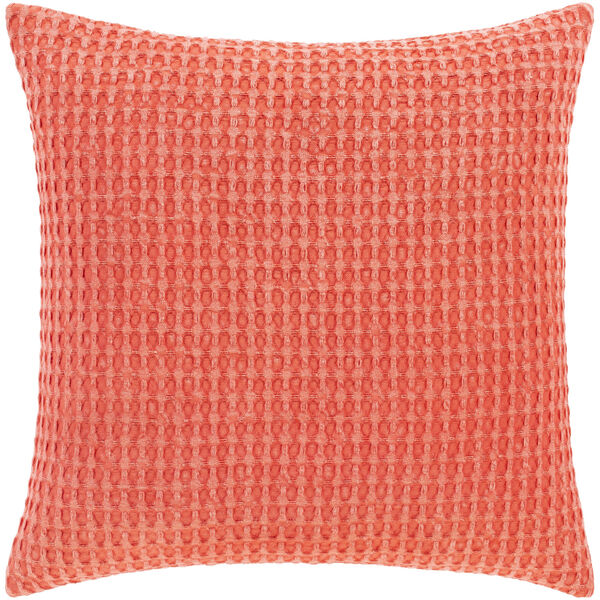 Waffle Bright Orange 22-Inch Throw Pillow, image 1