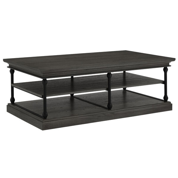 Vernal Black Rectangular Storage Shelf Coffee Table, image 1