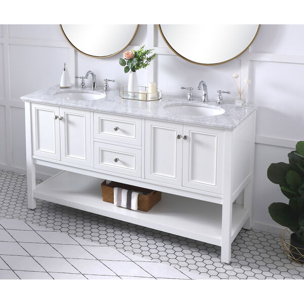 Metropolis White 60-Inch Vanity Sink Set, image 4