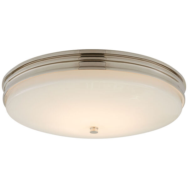 Launceton Medium Flush Mount in Polished Nickel with White Glass by Chapman  and  Myers, image 1