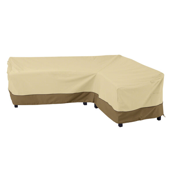 Ash Beige and Brown 115-Inch Patio Right Facing Sectional Lounge Set Cover, image 1