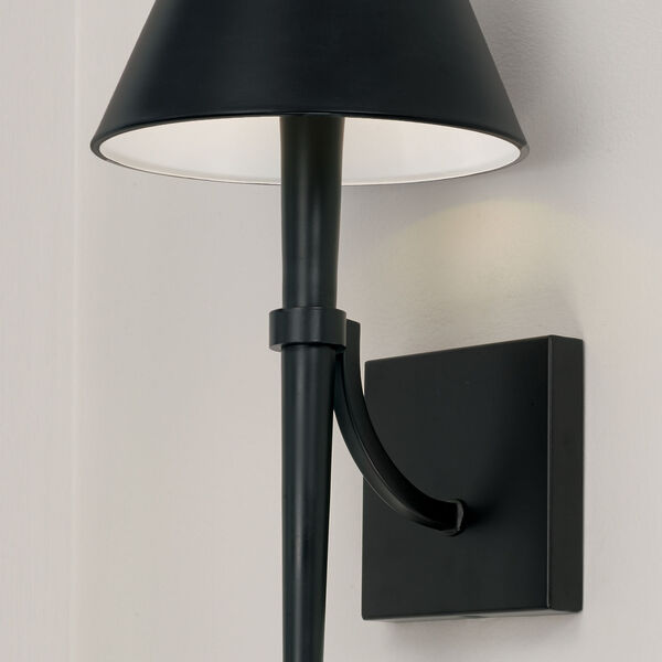 Holden Matte Black One-Light Sconce with Metal Shade with White Interior, image 2